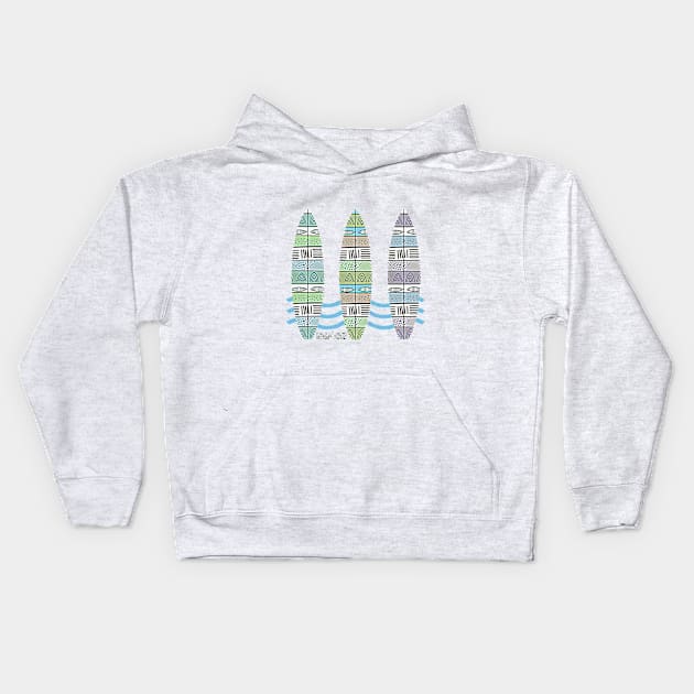 Surfboards No. 01 (bright) designed by heiarts Kids Hoodie by Againstallodds68